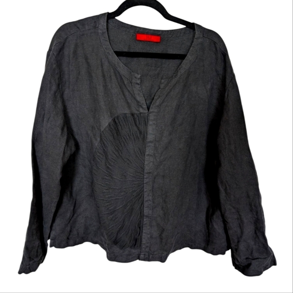 Sulu Kerstin Bernecker Black Linen Top sz XL - Picture 1 of 7